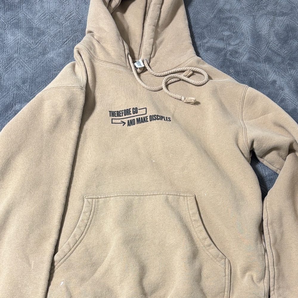Casual Tan Hoodie with Motivational Print
